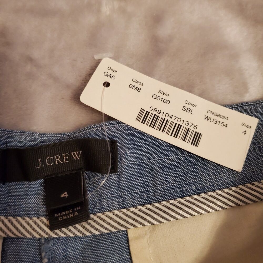 J. Crew Blue Women Ruffle Hem Chambray Shorts Cotton Whimsical Girly SIZE 4 NWT - Picture 2 of 5